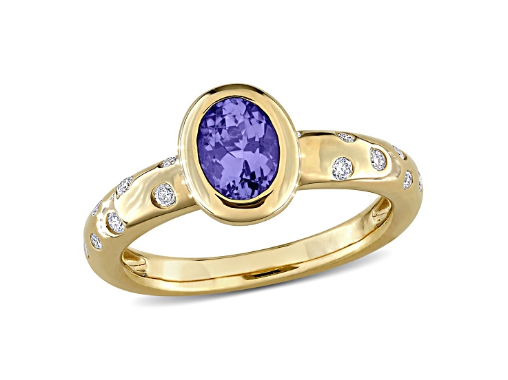 Tanzanite and Diamond 10K Yellow Gold Ring 0.97ctw