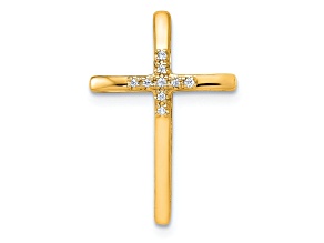 10k Yellow Gold Diamond Cross Chain Slide Pendant