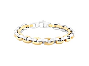 Two-Tone Stainless Steel Horseshoe Link Bracelet