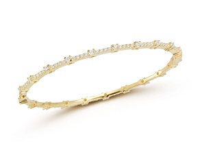 Sterling Statements 14K Yellow Gold Over Sterling Silver White CZ Thin Bangle Bracelet