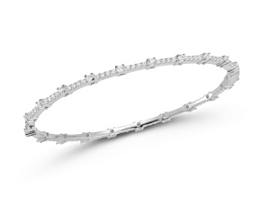 Sterling Statements Rhodium Over Sterling Silver White CZ Thin Bangle Bracelet