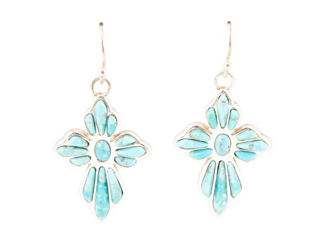 Barse Jewelry Blue Composite Turquoise Cross Sterling Silver Dangle Earrings