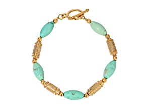Gold Tone Oval Turquoise Bracelet
