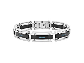 0.16ctw Blue Diamond Two-Tone Stainless Steel Link Bracelet