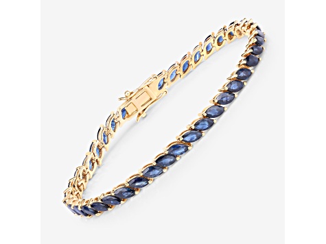 Blue Sapphire 10K Yellow Gold Marquise Tennis Bracelet 12.71ctw