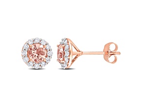Morganite and Diamond 10K Pink Gold Earrings 1.32ctw