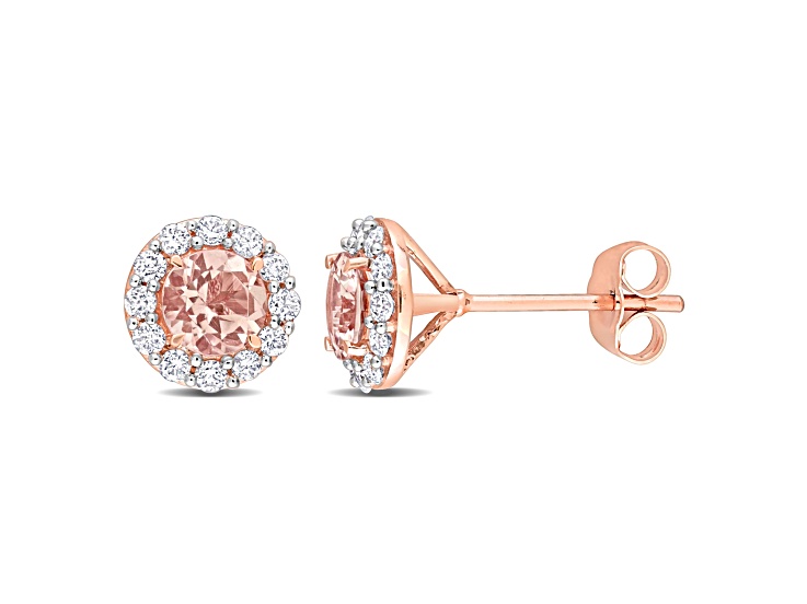 Morganite and Diamond 10K Pink Gold Earrings 1.32ctw