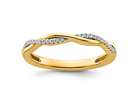 14K Yellow Gold Stackable Expressions Diamond Twist Ring 0.084ctw