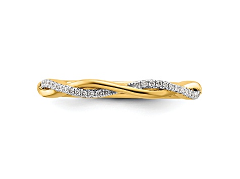 14K Yellow Gold Stackable Expressions Diamond Twist Ring 0.084ctw