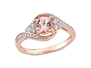 White Topaz, Morganite and Diamond 10K Rose Gold Ring 1.19ctw