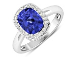 2.24ctw Violet Tanzanite and Diamond 14K White Gold Halo Ring