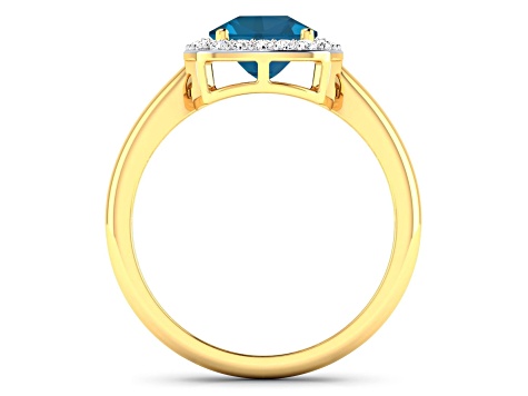 2.17ctw London Blue Topaz and Diamond 14K Yellow Gold Halo Ring