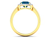2.17ctw London Blue Topaz and Diamond 14K Yellow Gold Halo Ring