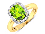 2.22ctw Green Peridot and Diamond 14K Yellow Gold Halo Ring