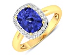 2.24ctw Violet Tanzanite and Diamond 14K Yellow Gold Halo Ring