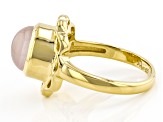 Pink Rose Quartz 18K Yellow Gold Over Silver Ring