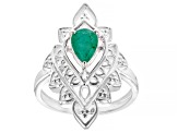 Green Emerald "May Birthstone" Sterling Silver Ring 0.58ct