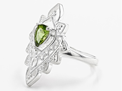 Green Peridot "August Birthstone" Sterling Silver Ring 0.63ct