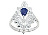 Blue Sapphire "September Birthstone" Sterling Silver Ring 0.63ct