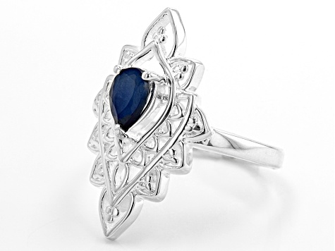 Blue Sapphire "September Birthstone" Sterling Silver Ring 0.63ct