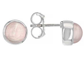 Pink Rose Quartz Sterling Silver Stud Earrings