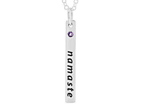 Round Amethyst Silver Namaste Pendant With Chain 0.13ct