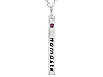 Picture of Red Lab Created Ruby Silver Namaste Pendant With Chain 0.14ct