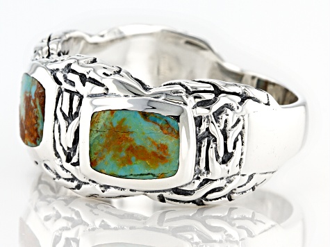 Blue Turquoise Sterling Silver Band Ring