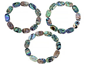 Abalone Shell Stretch Bracelet Set Of 3, 7.5 inch