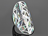 Multi Color Marquise Abalone Shell Rhodium Over Sterling Silver Open Design Ring