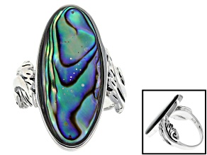 Multi Color Abalone Shell Rhodium Over Sterling Silver Ring