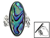 Multi Color Abalone Shell Rhodium Over Sterling Silver Ring