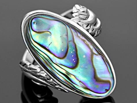 Multi Color Abalone Shell Rhodium Over Sterling Silver Ring - ABA040 ...