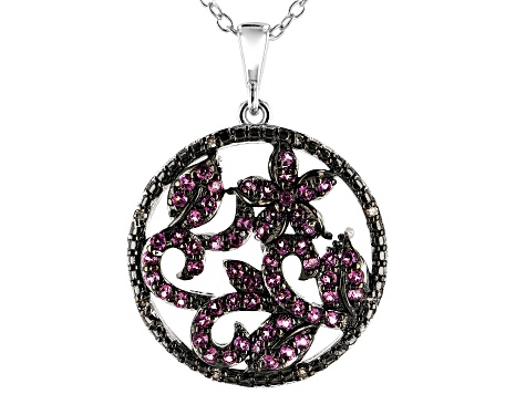 Magenta Rhodolite Rhodium Over Sterling Silver Pendant with Chain .69ctw