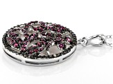 Magenta Rhodolite Rhodium Over Sterling Silver Pendant with Chain .69ctw