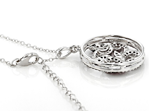 Magenta Rhodolite Rhodium Over Sterling Silver Pendant with Chain .69ctw