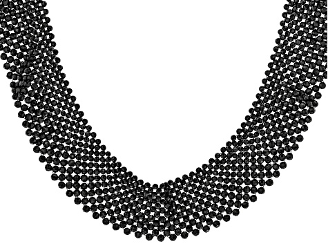 Black Spinel Rhodium Over Silver Necklace Approx. 250.00ctw
