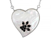 White Mother-Of-Pearl Rhodium Over Sterling Silver Necklace .50ctw
