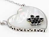 White Mother-Of-Pearl Rhodium Over Sterling Silver Necklace .50ctw