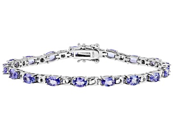 Picture of Blue Tanzanite Rhodium Over Sterling Silver Bracelet 5.86ctw
