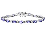 Blue Tanzanite Rhodium Over Sterling Silver Bracelet 5.86ctw