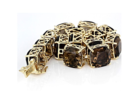 Newest 10k Gold Diamonds & Smokey Quartz Stones bracelet