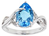 Blue Topaz Rhodium Over Sterling Silver Ring 3.70ctw