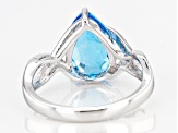 Blue Topaz Rhodium Over Sterling Silver Ring 3.70ctw