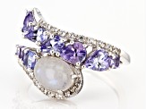 White Rainbow Moonstone Rhodium Over Sterling Silver Ring 1.51ctw