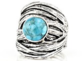 Blue Turquoise Rhodium Over Sterling Silver Ring