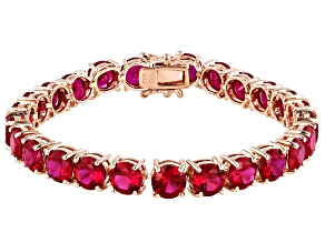 Red lab created ruby 18k rose gold over silver bracelet 38.25ctw