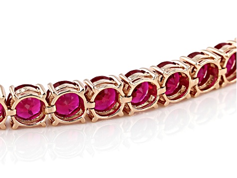 Red lab created ruby 18k rose gold over silver bracelet 38.25ctw