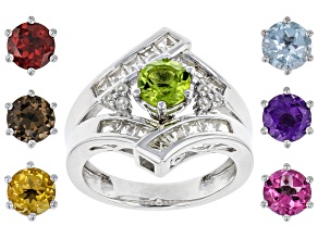 Mixed Interchangeable Gems Rhodium Over Silver Ring Set 6.11ctw