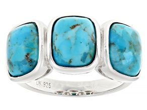 Blue Composite Turquoise Rhodium Over Sterling Silver Ring